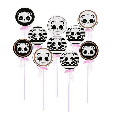 Pirulito Lembrancinha Festa Panda - 10 unidades - Rizzo Festas
