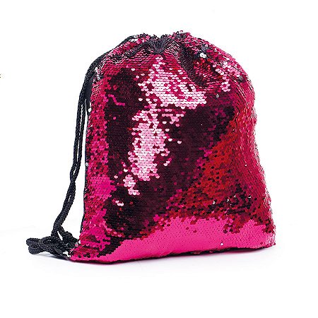 Mochila Saco - Paetê Rosa - Festa Carnaval - 01 UN - Cromus -