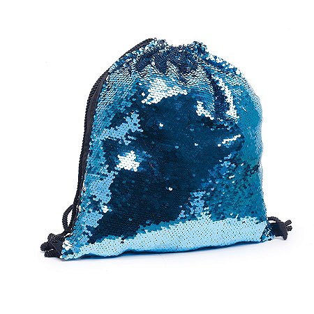 Mochila Saco - Paetê Azul - Festa Carnaval - 01 UN - Cromus -