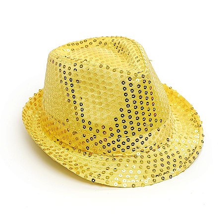 Fantasia Carnaval - Chapéu - Amarelo - Com LED - 01 UN - Cromus