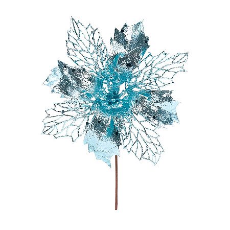 Flor de Cabo Curto de Natal - Azul Claro - 21cm - 1 unidade - Cromus - Rizzo