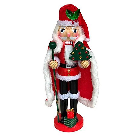 Papai Noel Com Capa De Madeira - 35Cm - 1 unidade - Rizzo