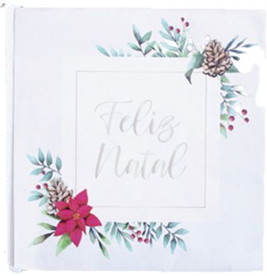Guardanapo Natalino - Feliz Natal Rosê - 33 cm - Cromus Natal - 20 unidades