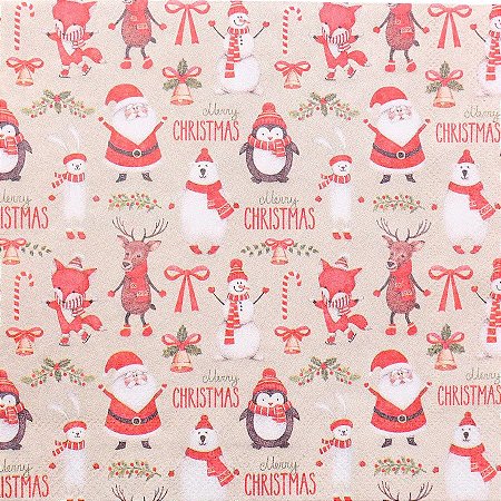 Guardanapo Natalino - Figurinhas Natalinas - 33 cm - Cromus Natal - 20 unidades
