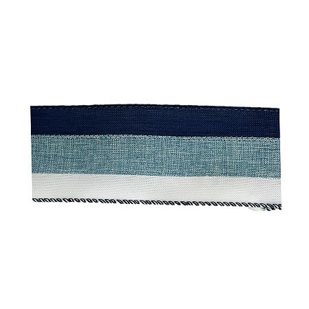 Fita Decorativa de Natal Listrada - Azul e Branca - 6,5x914cm - 1 unidade - Rizzo