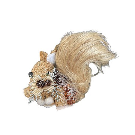 Enfeite de Natal Esquilo Natural deitado - 15cm - 1 unidade - Rizzo