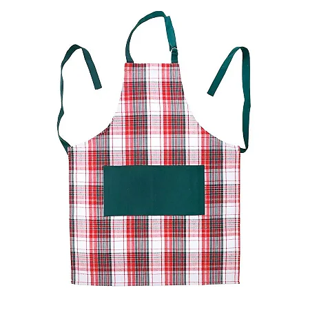 Avental de Natal Xadrez - Verde/Branco/Vermelho - 90x70cm - 1 unidade - Cromus - Rizzo