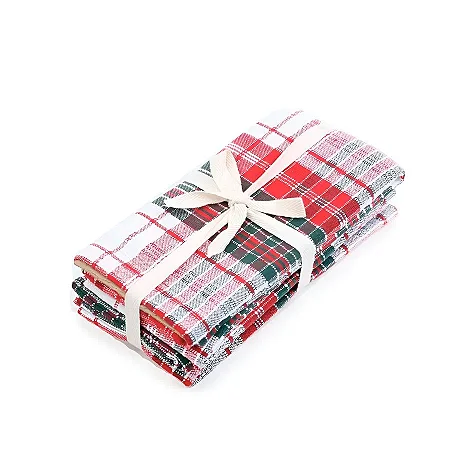 Guardanapo de Natal Xadrez - Verde/Branco/Vermelho - 40cm - 4 unidades - Cromus - Rizzo