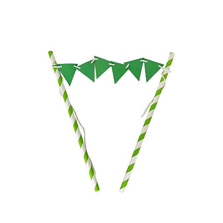 Topo de Bolo - Bandeirola Verde e Branco - 20cm - 1 unidade - Miss Embalagens - Rizzo