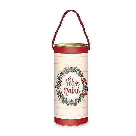 Lata Alça P/ Presente - Feliz Natal - Guirlanda - 1 UN - Cromus - Rizzo