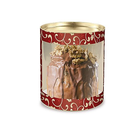 Lata para Panetone com Visor - Azevinho - 1 UN - Cromus - Rizzo