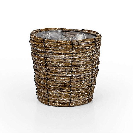 Cachepot Ninho Redondo Alto Fibras Naturais 01 Unidade Floral Atlanta Rizzo