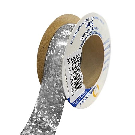 Fita Metalóide 50 metros - Holográfico Prata - 01 Unidade - Lantecor - Rizzo