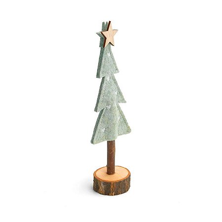 Árvore Decorativa Natalina de Madeira e Feltro - Cinza - 20cm  - 1 unidade - Cromus