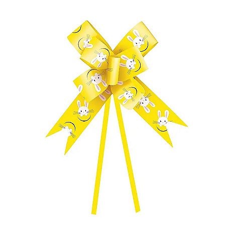 Laço Fácil - Coelho Fantasia Amarelo - 23mm  - 10 unidades - Cromus - Rizzo