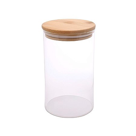 Pote de Vidro com Tampa em Bambú Hermética 6x9cm - 180ml - 1 unidade - Rizzo