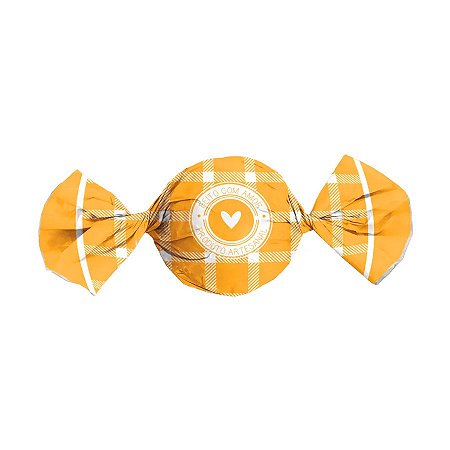 Papel Trufa 14,5x15,5cm - Feito com Amor Amarelo - 100 unidades - Cromus