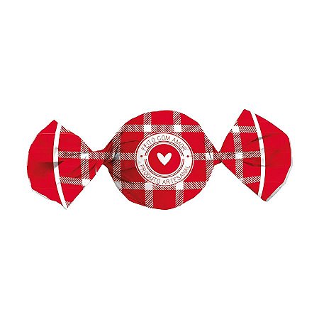Papel Trufa 14,5x15,5cm - Feito com Amor Vermelho - 100 unidades - Cromus