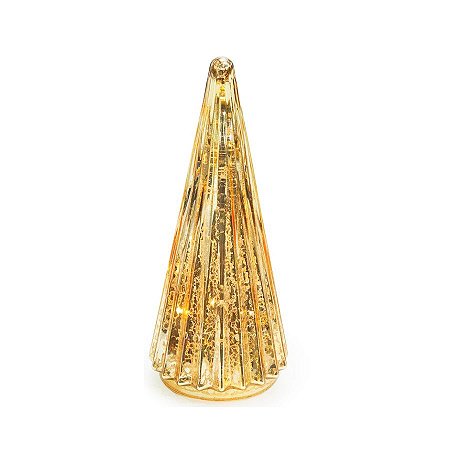 Árvore de Natal Dourada Lisa com LED - 23cm - 1 unidade - Cromus - Rizzo