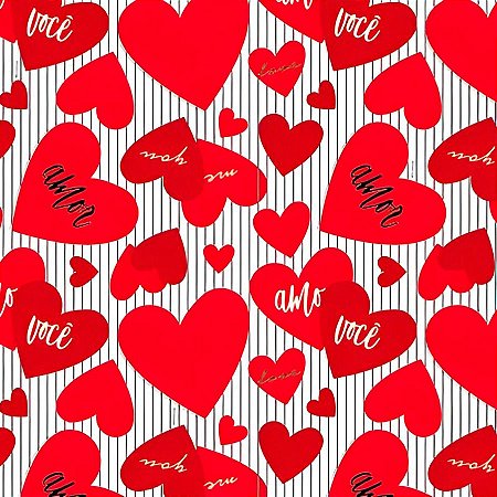 Saco para Presente Decorado - Amo Você - Cromus - Rizzo