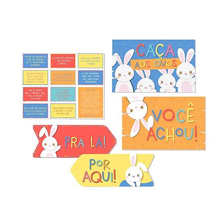Kit Caça aos Ovos com Plaquinhas - Coelho Luke - 1 unidade - Cromus - Rizzo