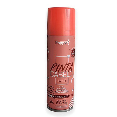 Tinta Temporária Spray para Cabelo - Vermelho Pastel - 135ml/85g - 1 unidade - Popper - Rizzo