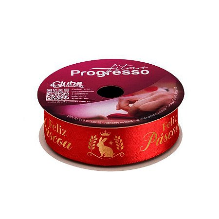 Fita de Cetim ECF005H 22mm - Cor 974 - Feliz Páscoa - Rolo 10m - 1 unidade - Fitas Progresso - Rizzo