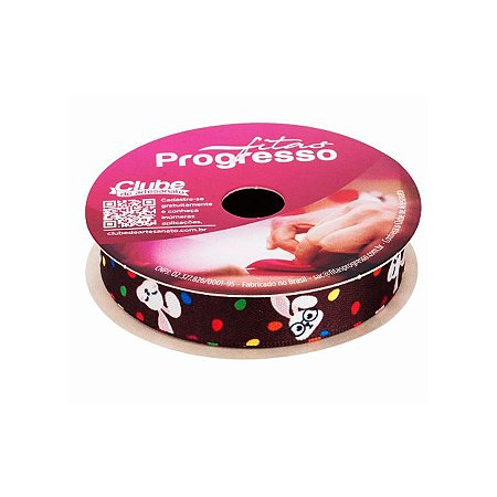 Fita de Cetim ECF003TR 15mm - Cor 049 - Coelhinhos da Páscoa e Ovinhos Coloridos - Rolo 10m - 1 unidade - Fitas Progress