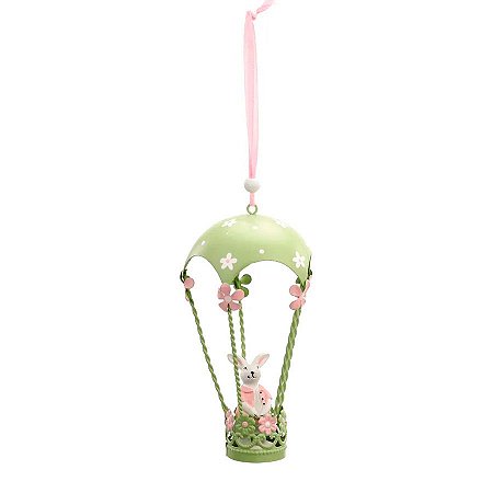 Enfeites de Pendurar de Metal Balão com Coelho de Páscoa Verde - 9x15x9cm - 1 unidade - Cromus - Rizzo