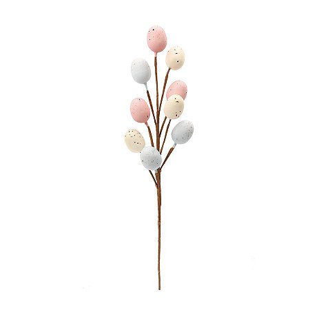 Galho Decorativo Ovos de Páscoa - Azul/Rosa/Amarelo - 54cm - 1 unidade - Cromus - Rizzo