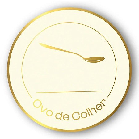 Adesivo "Ovo de colher branco" - Ref.2145 - Hot Stamping - Dourado - 40 unidades - Stickr - Rizzo