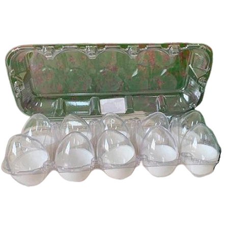 Caixa com 10 Mini Ovos de Plástico Branco e Transparente - 10 unidades - Rizzo