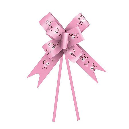 Laço Pronto Carinha Coelho Rosa 49mm - 10 unidades - Cromus - Rizzo