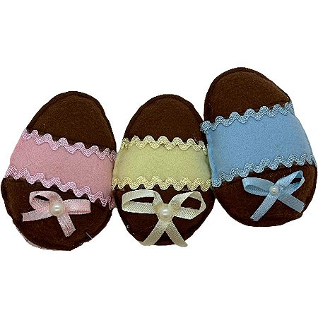 Ovos de Páscoa Decorativo de Feltro - 3 unidades - Rizzo