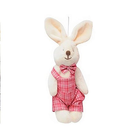 Coelho Xadrez Rosa para Pendurar 15cm  - 1 unidade - Rizzo