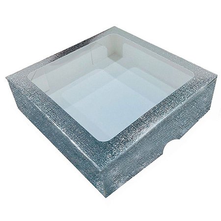 Caixa com Visor S21 (15cmx15cmx4cm) - Prata - 10 unidades - ASSK - Rizzo
