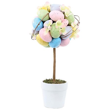 Topiária de Páscoa de Ovos Coloridos com Flores  - 1 unidade - Cromus - Rizzo