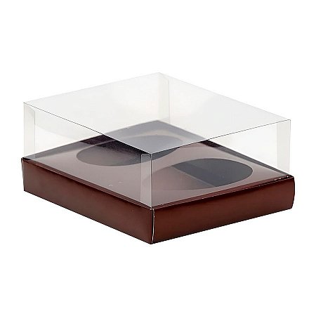 Caixa Ovo de Colher Duplo - Meio Ovo de 250g - 20,5cm x 17cm x 6,5cm - Marrom - 5 unidades - ASSK - Rizzo