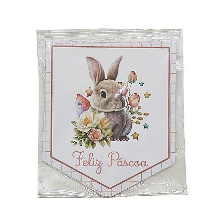 Tag - Feliz Páscoa Branco 13cm - 5 unidades - Rizzo