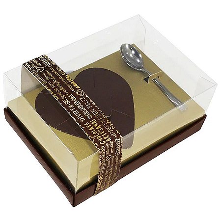 Caixa Ovo de Colher Coração de 250g - Classic Ouro Marrom - 1 unidade - Ideia Embalagens - Rizzo