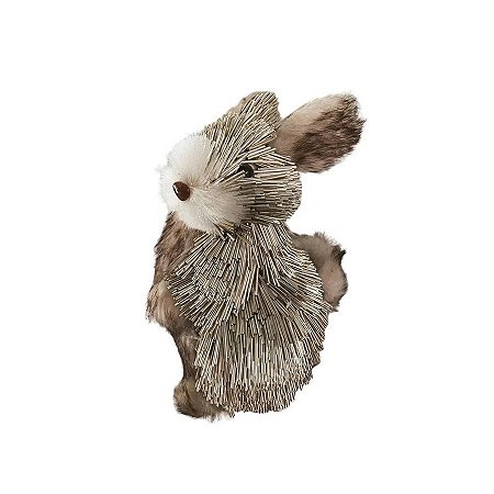 Coelho Decorativo Dourado com Pelos - 21cm - 1 unidade - Rizzo