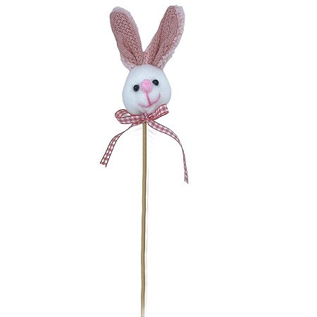 Pick Decorativo Coelho com Laço Rosa de Páscoa - 29cm  - 1 unidade - Rizzo