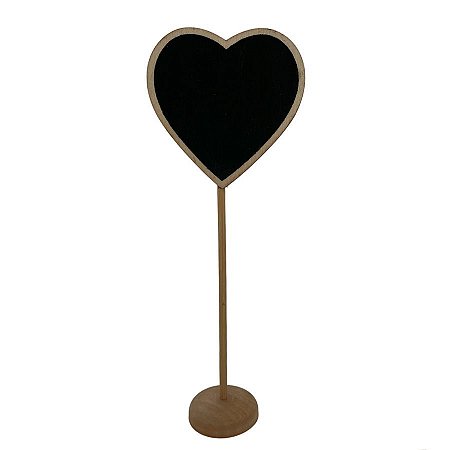 Lousa para Personalizar Coração com apoio Madeira - 20cm - 6 unidades - Rizzo