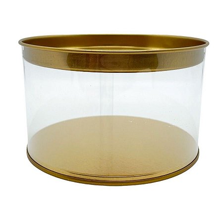 Lata Baixa Redonda com Tampa Dourada - 12x7,5cm - 1 unidade - Rizzo