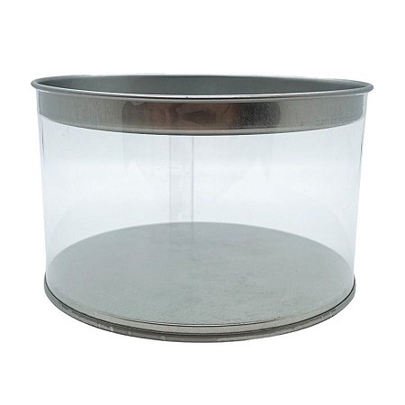 Lata Baixa Redonda com Tampa Prata - 12x7,5cm - 1 unidade - Rizzo