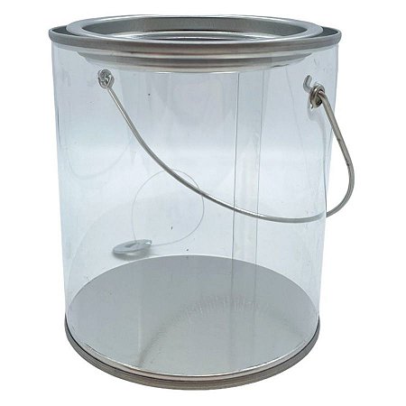 Lata com Alça e Tampa Prata - 10x9cm - 6 unidades - Rizzo