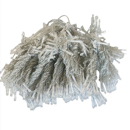 Cortina de Led Luz Branca com Fio Branco - 3x2,8mt - 1 unidade - Rizzo