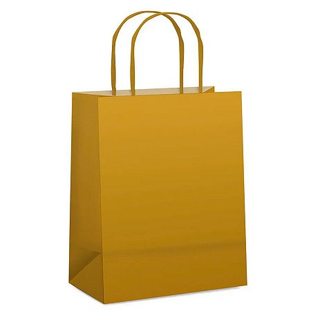 Sacola de Papel M 26x19,5x9,5cm - Ouro Fosco - Embalagem Econômica - 10 unidades - Cromus - Rizzo