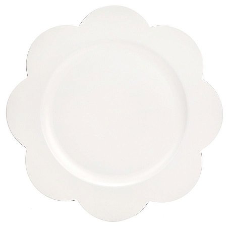 Sousplat com Borda Floral - Branco - 32cm - 1 unidade - Cromus - Rizzo
