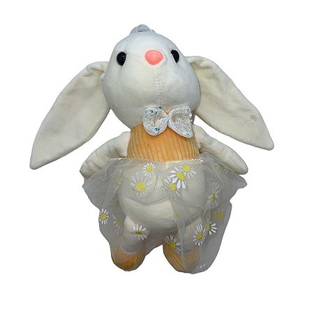 Coelha de Pelúcia Saia Margarida - Amarelo - 31cm - 1 unidade - Rizzo
